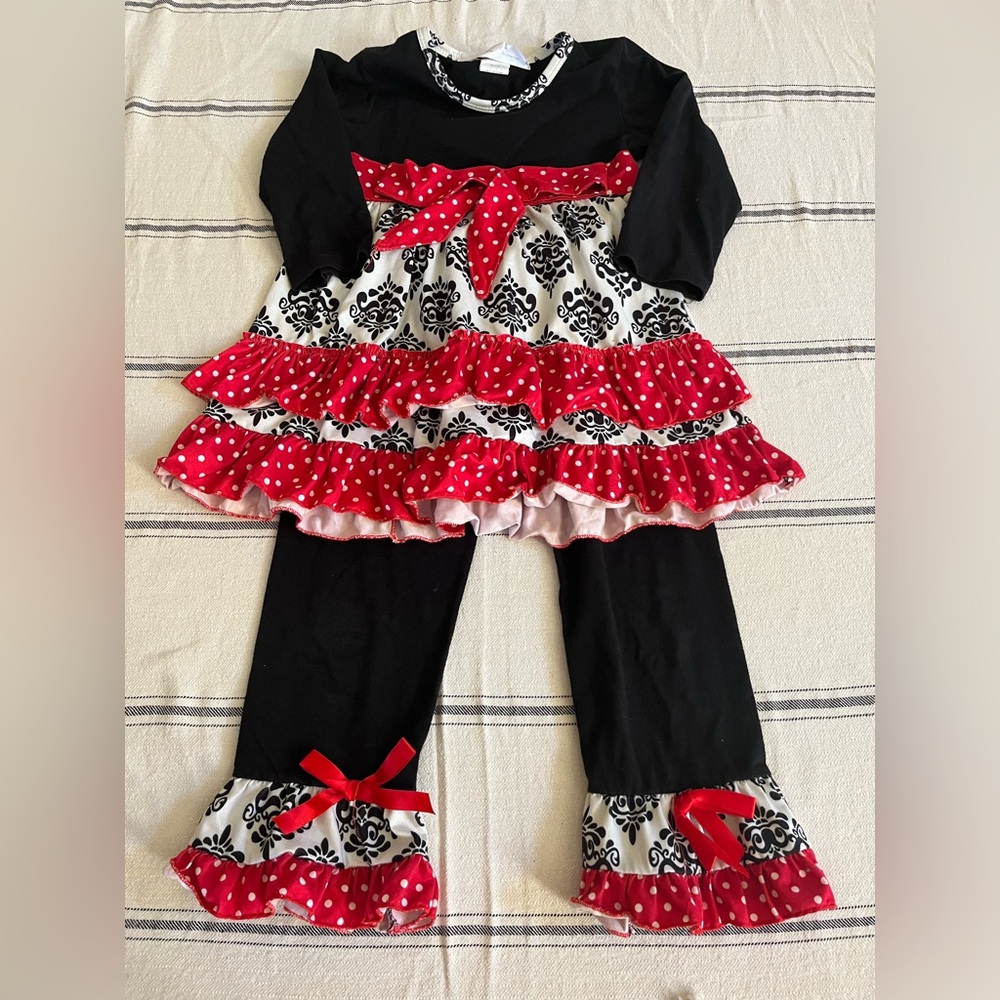 Girls' Black and Red Ruffle Outfit